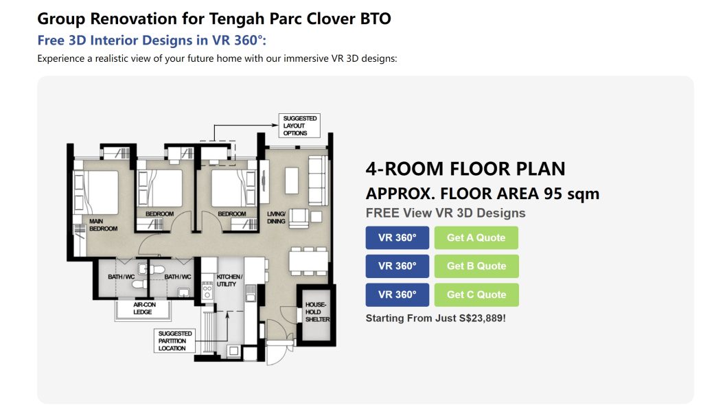 BTO Parc Clover @ Tengah 4 room LAYOUT