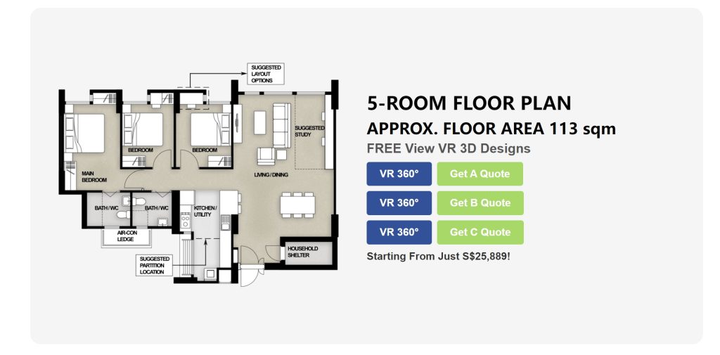 BTO Parc Clover @ Tengah 5 room layout