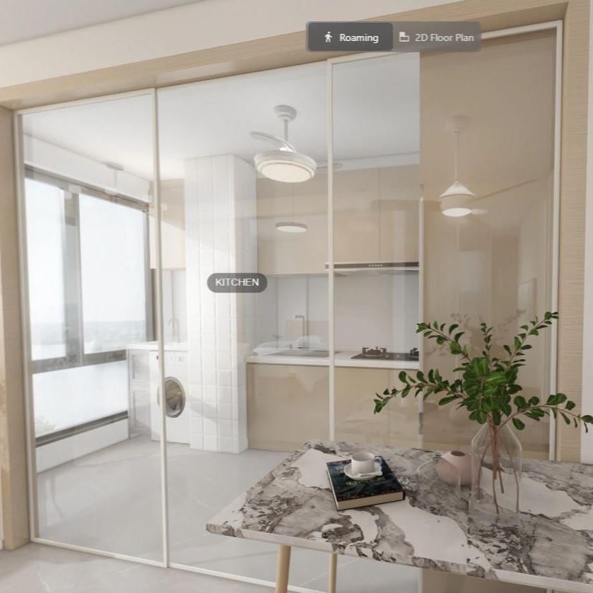 Kitchen Entrance Aluminium Sliding Glass Door (9 feet)