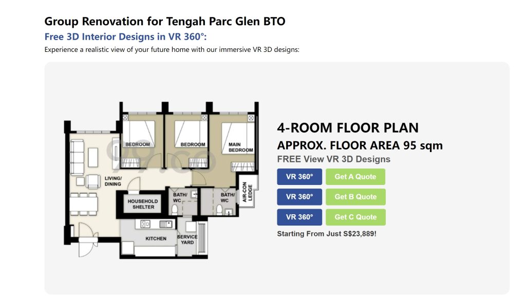 Parc Glen @ Tengah 4 room layout