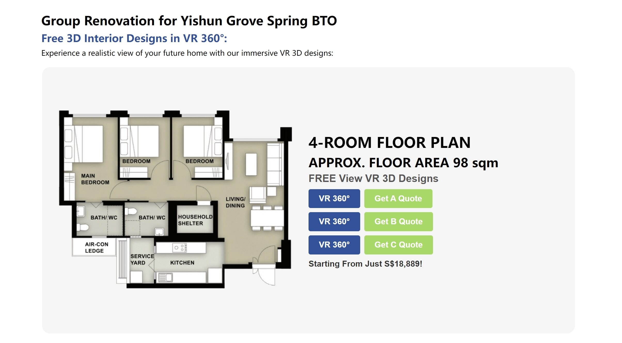 Yishun Grove Spring 4 Rooms HDB Flats layout