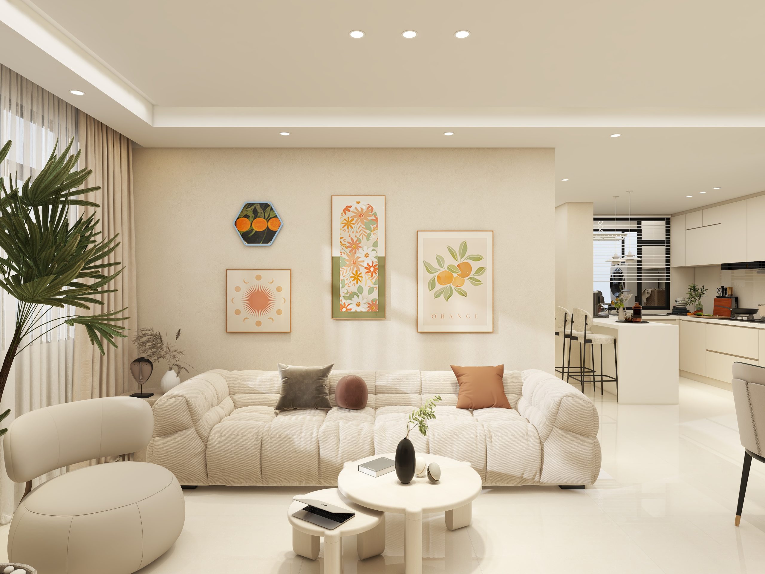 Modern BTO renovation with custom-built kitchen and living area by BTO Group Reno