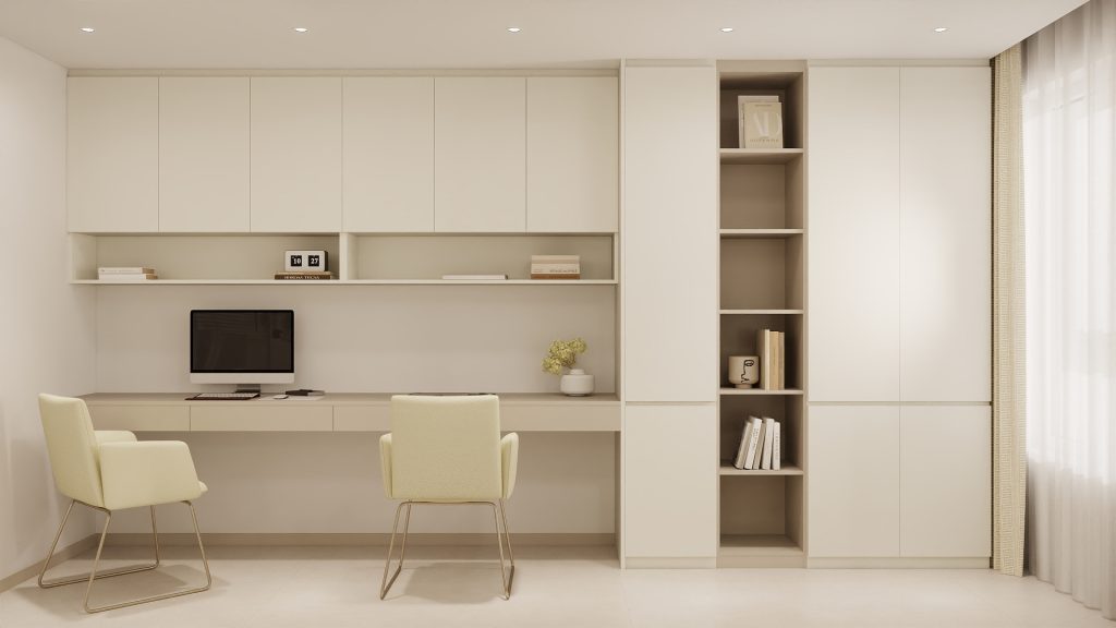 Cream Minimalist Study Room