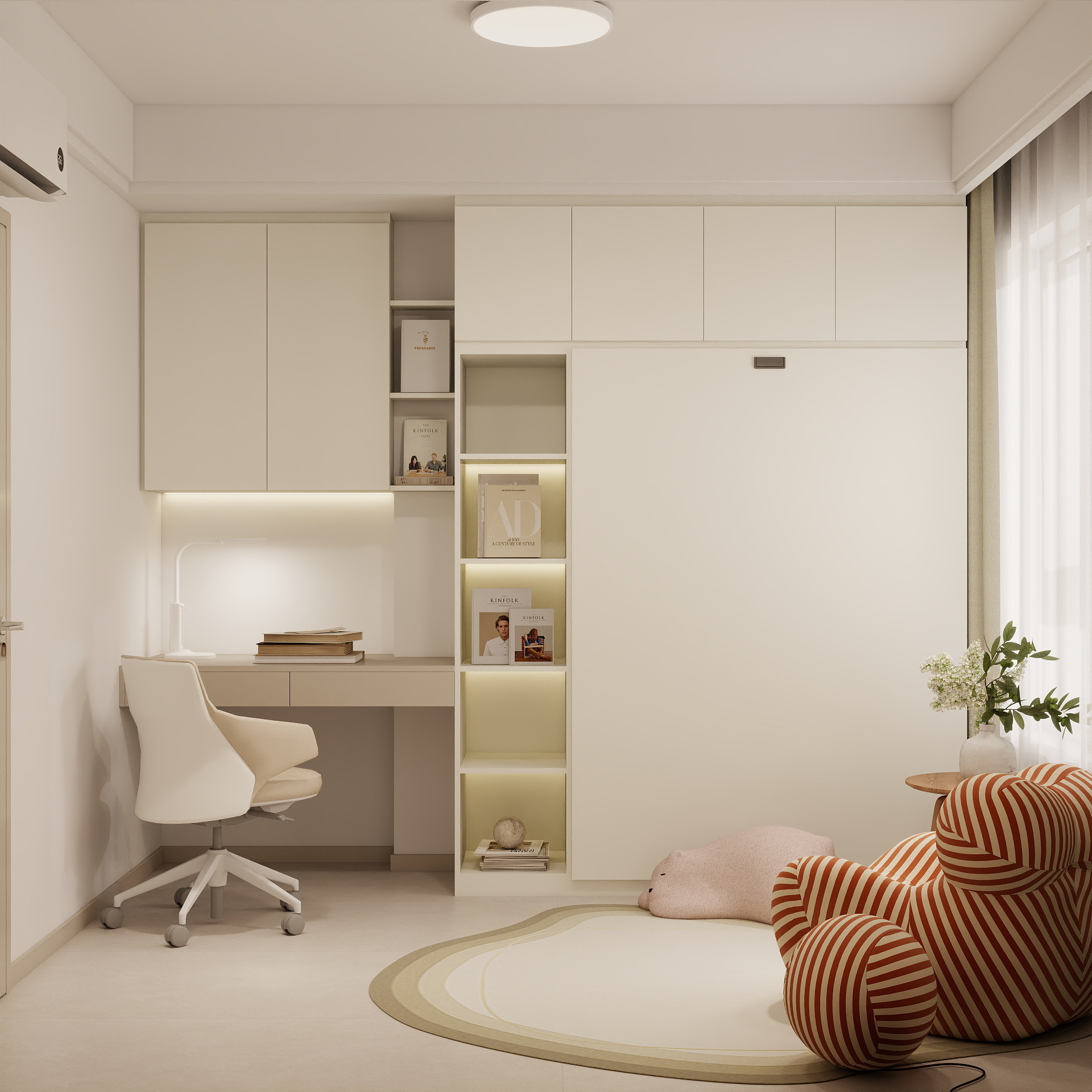 Lift-up bed storage in HDB bedroom