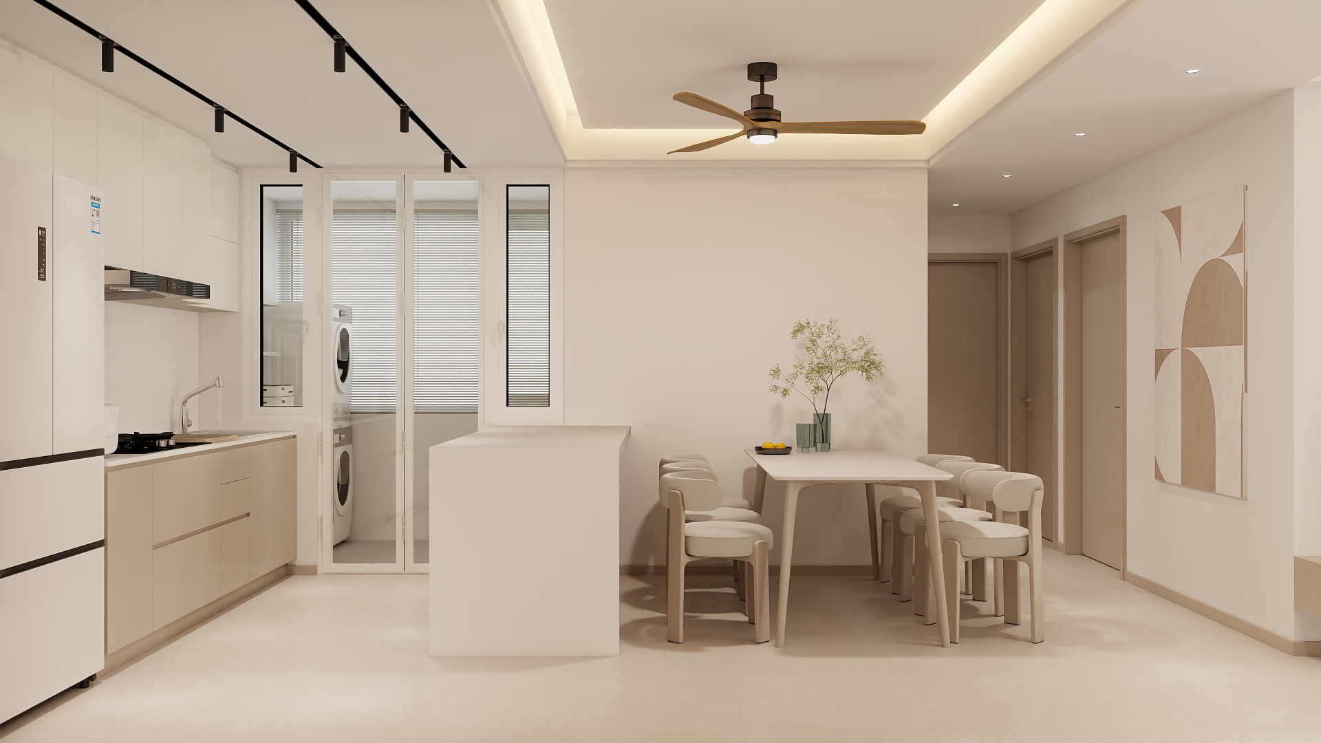 HDB BTO kitchen renovation with quartz countertop and upper cabinets