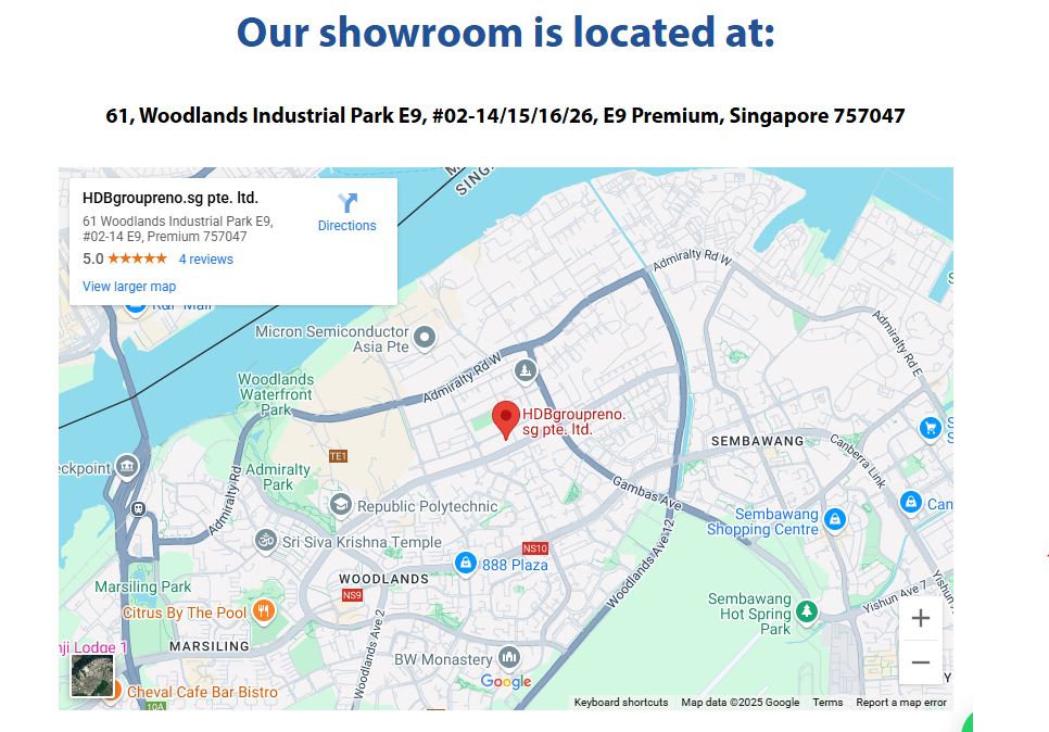 BTO Group Reno Showroom Map Singapore