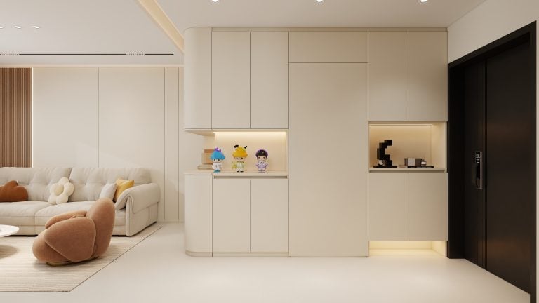 Beamless ceiling in Tengah BTO with concealed track lighting