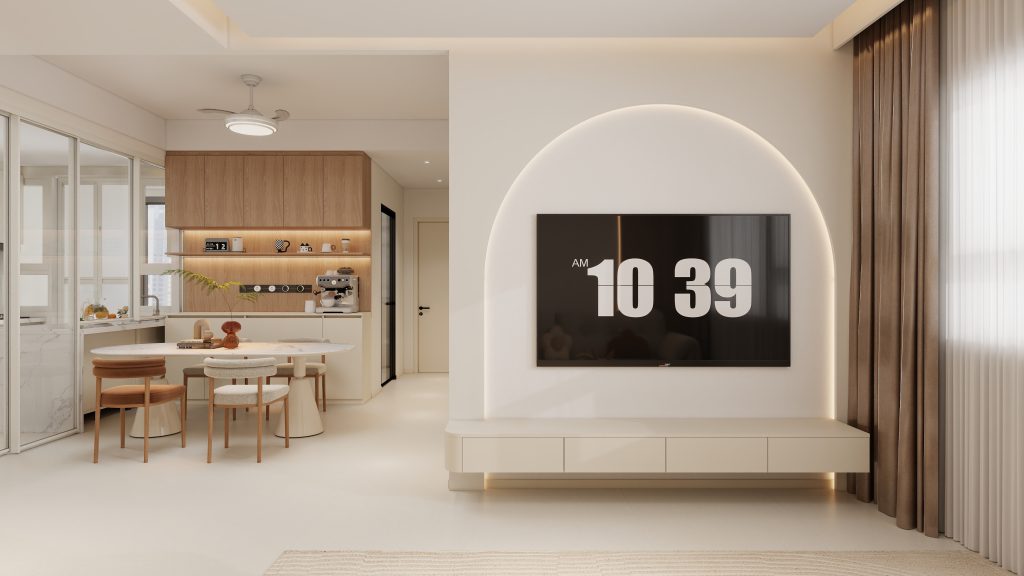 Track lighting installed in Tengah beamless HDB unit