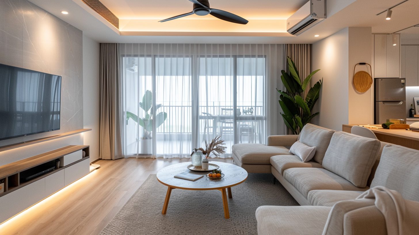 Modern HDB BTO living room renovation and interior design in Singapore