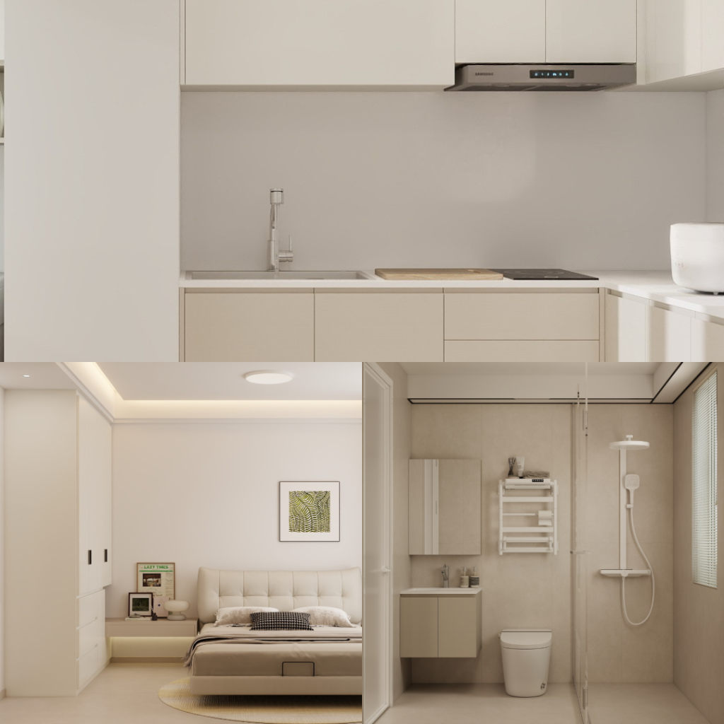 Yishun Beacon 2-Room Design A (Kitchen, Master Bedroom, and Bathroom Cabinets)
