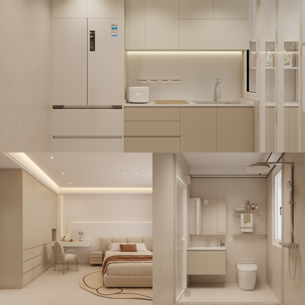 Kallang McNair Heights 4-Room Design A (Kitchen, Master Bedroom, and Bathroom Cabinets)