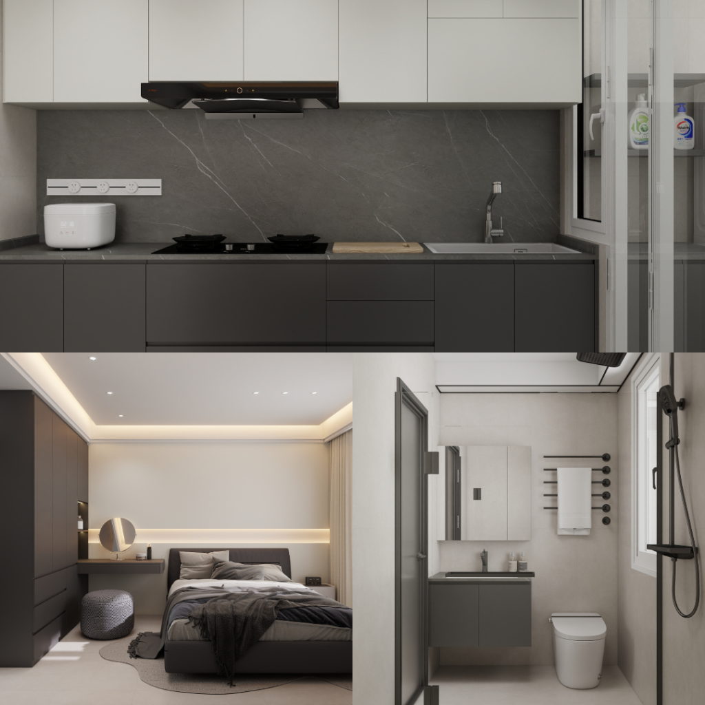 Lakeside View 4-Room Design A (Kitchen, Master Bedroom, and Bathroom Cabinets)