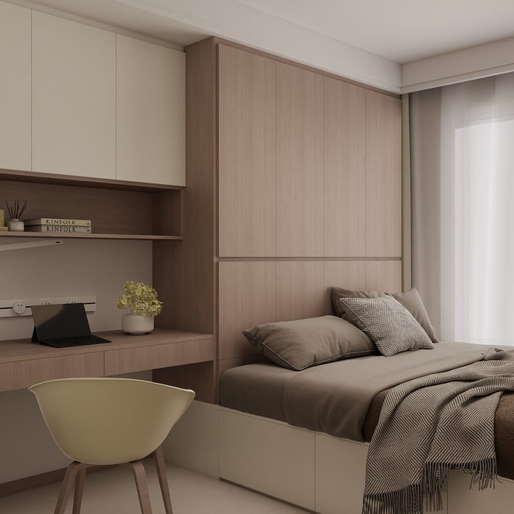 Bedroom 1 Tatami Platform Bed with Storage with Study Table