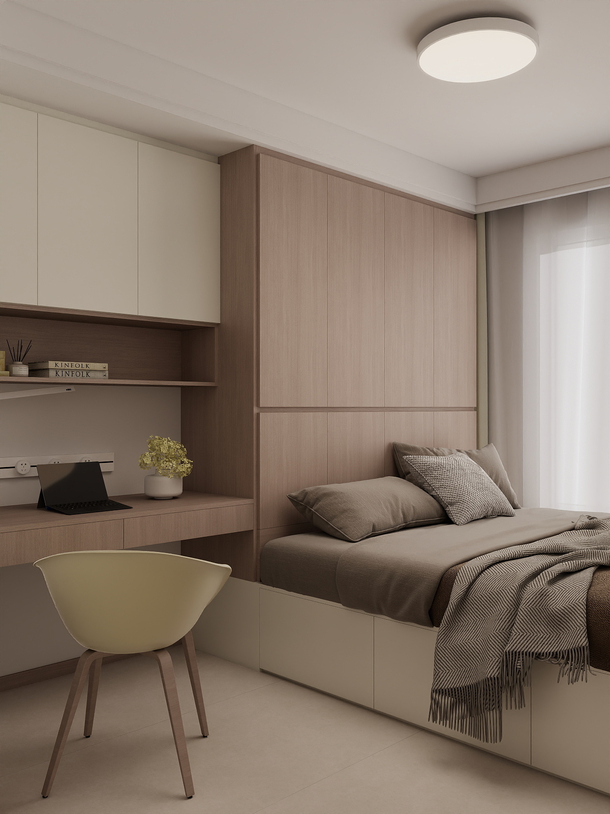 Bedroom 1 Tatami Platform Bed with Storage with Study Table