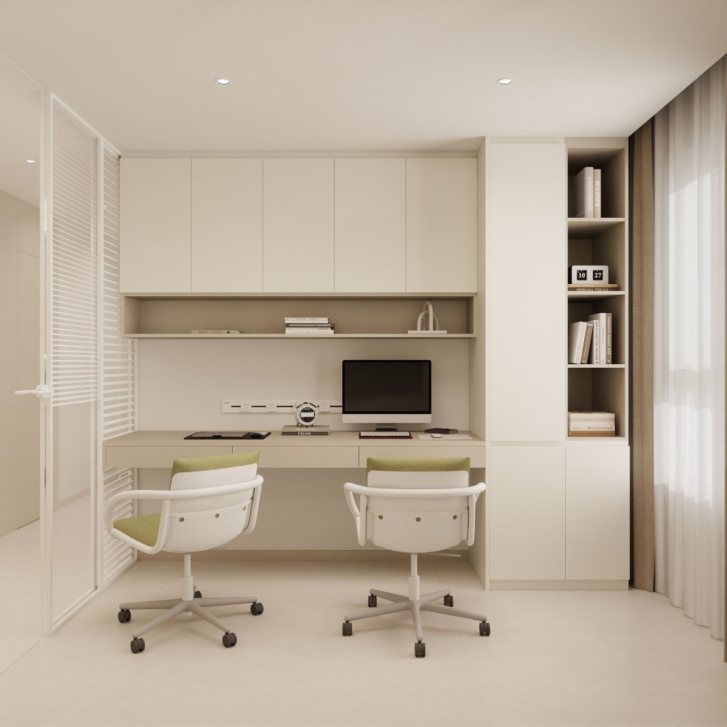Study Room Top Hung Cabinet with Study Table