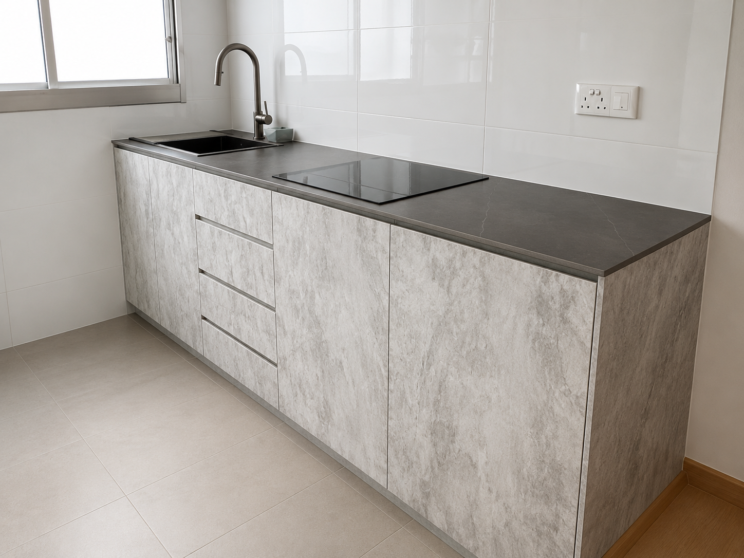 completed hdb kitchen carpentry in a marsiling bto flat singapore