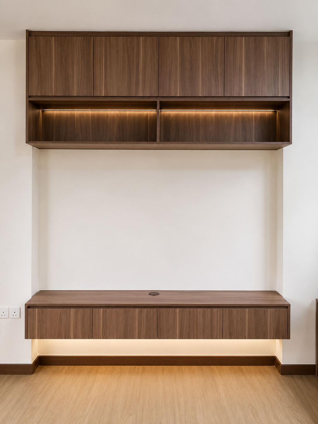 hdb living room tv feature wall carpentry in a tengah bto flat