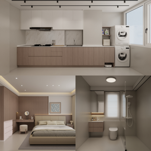 Garden Waterfront I & II @ Tengah 5-Room Design B (Kitchen, Master Bedroom, and Bathroom Cabinets)