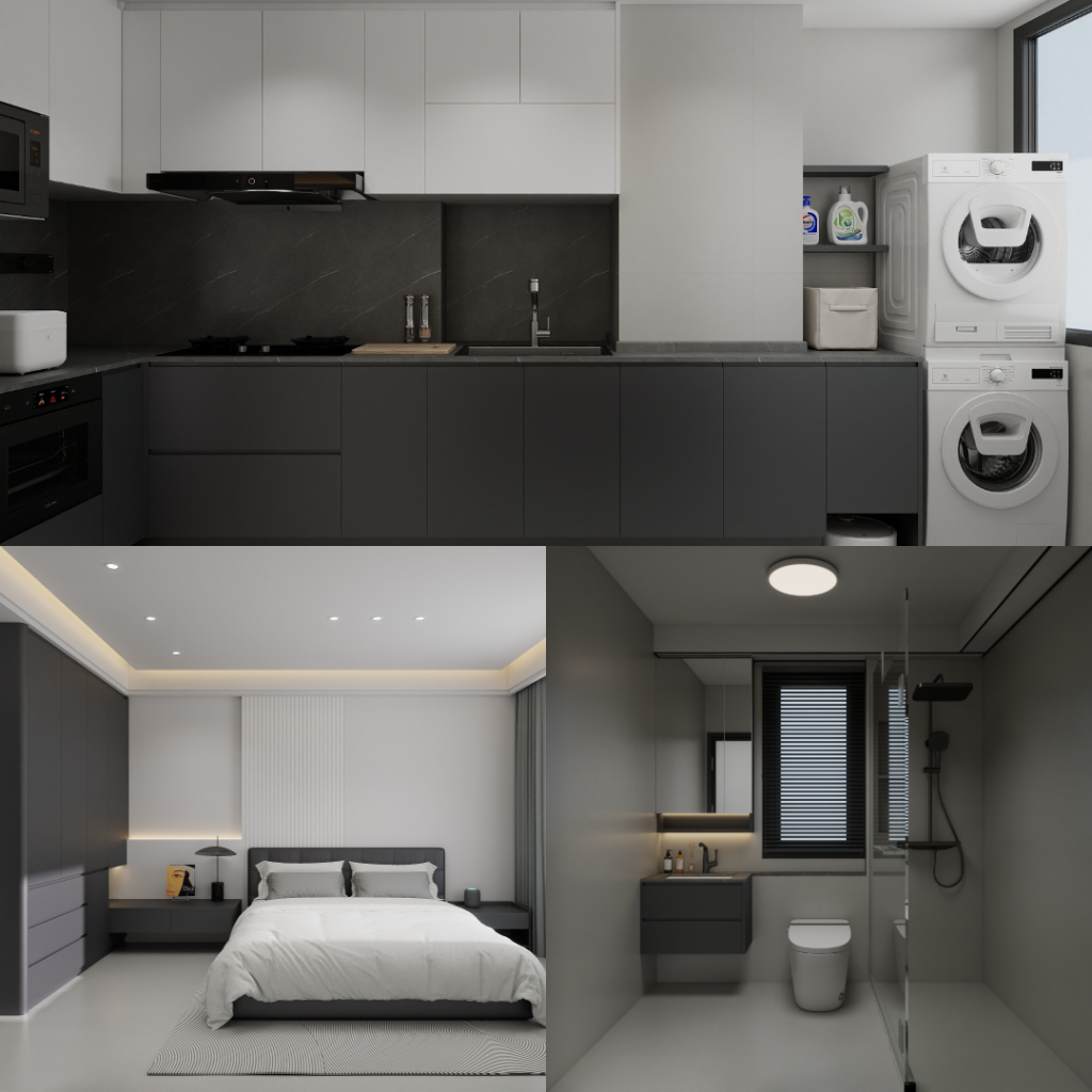 Garden Waterfront I & II @ Tengah 5-Room Design C (Kitchen, Master Bedroom, and Bathroom Cabinets)