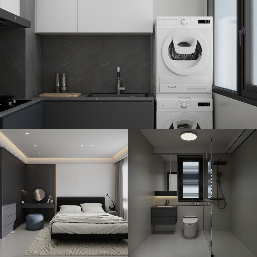 Garden Waterfront I & II @ Tengah 4-Room Design C (Kitchen, Master Bedroom, and Bathroom Cabinets)